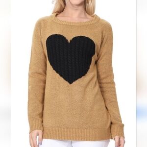Wooden Ships Heart Print Wool Mohair Slouchy Sweater